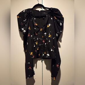 C/MEO Collective Black Blouse with Floral Print